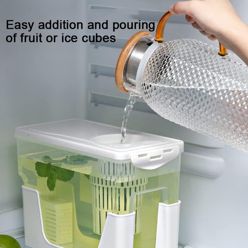 Dispensador de bebidas de 0,9 galão para geladeira, dispensador de bebidas com suporte e torneira, jarra de água fria de grande