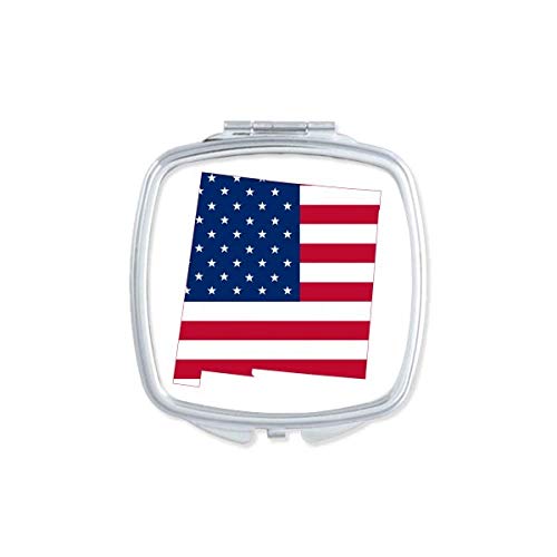 America Map Stars Stripes Flag Shape espelho portátil compacto maquiagem de bolso de dupla face vidro