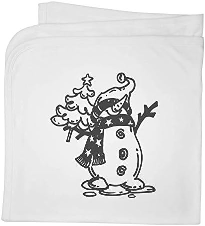 Azeeda 'boneco de neve e árvore de natal' cobertor de bebê de algodão/xale