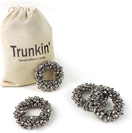 Trunkin Antique Silver redondo anéis de guardanapo de miçangas Conjunto de 4 | Uma adorável adição à sua decoração