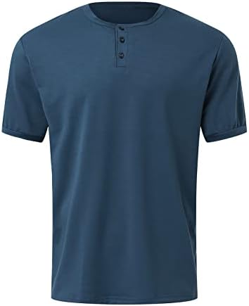 2023 Novo mass de verão masculino botão simples de manga curta camiseta de blusa blusa de pescoço de pescoço
