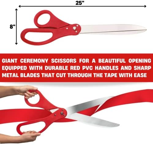 32pcs Grand Opening Ribbon Cutting Cerimony Kit de 25 Scissors gigantes com bandeira de grande inauguração de fita de cetim