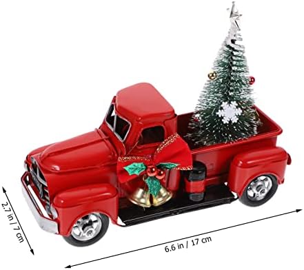 Decorações de Natal de Nuobesty 2pcs Decoração de Natal Vintage Red Truck com mini árvore de Natal, Modelo de captação artesanal