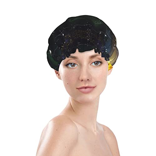 Captura de chuveiro estampada do Universo Galaxy do Espaço Exterior, Capas de banho reutilizáveis ​​à prova d'água para mulheres,