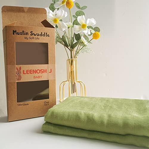 Leenosh J Swaddle Receber Blanket-Gênero Neutro de Algodão/Bambu Berquinho Baby-70% Bambu, 30% Algodão Color Solid Swaddle Soft