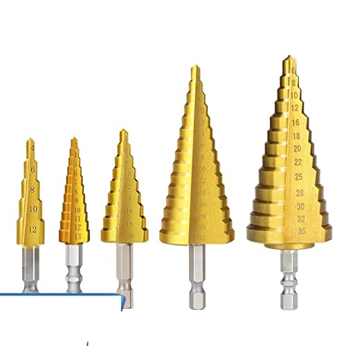 Etapa de broca Hex Shank 3-12/4-12/20/32mm Coned Cone Drill Grill Bit para ferramenta de perfuração de metal de madeira 4pcs