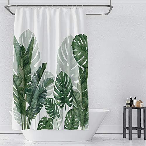 Cortina de chuveiro de planta verde tropical Baccessor Faixa lavável de tecido de verão decoração de banheiro botânica Banana