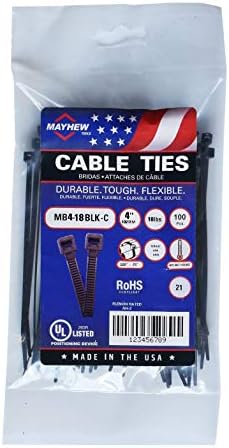 4 18 lbs UV Black Cable Ties 100/Bag