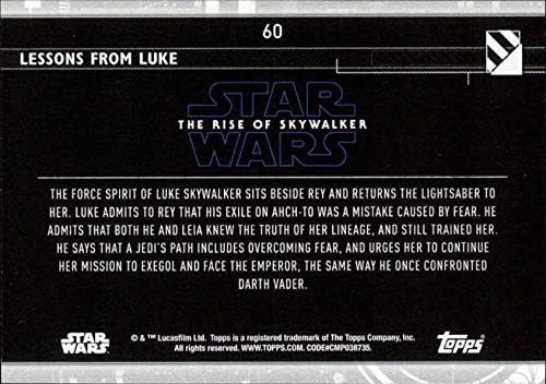 2020 Topps Star Wars The Rise of Skywalker Série 260 Lições de Luke Skywalker, Rey Trading Card