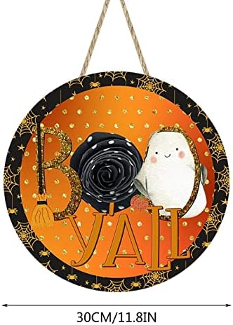 Ornamento decorativo de Halloween de madeira Happy Halloween Porta pendurada Signo Snowflake Garland Bateria