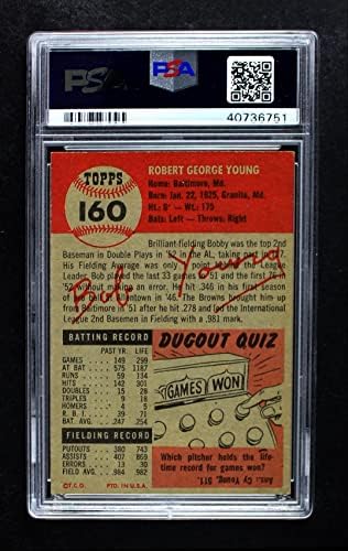 1953 Topps 160 Bob Young St. Louis Browns PSA PSA 6.00 Browns