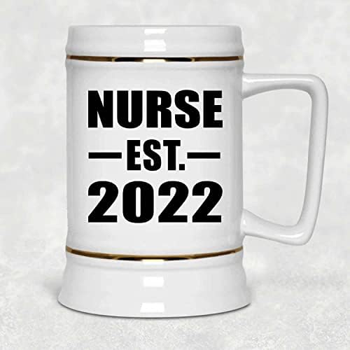 Projeta a enfermeira estabelecida est. 2022, caneca de 22 onças de caneca de tanque de cerâmica de cerveja com alça para freezer,