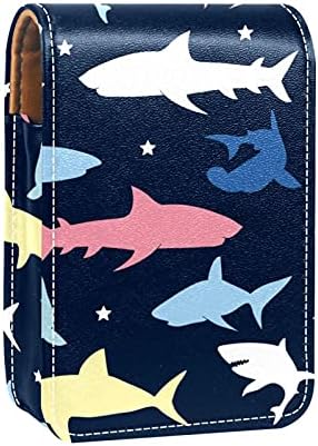Tubarão colorido e lips de lips lipstick de tubarão -estrela Case de batom de maquiagem portátil Caixa de batom de batom