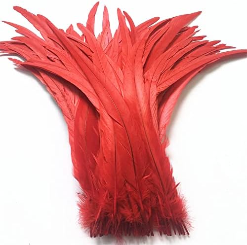 Zamihalaa-50pcs Red Rooster Tail Feathers para artesanato 12-14 /30-35cm Natura