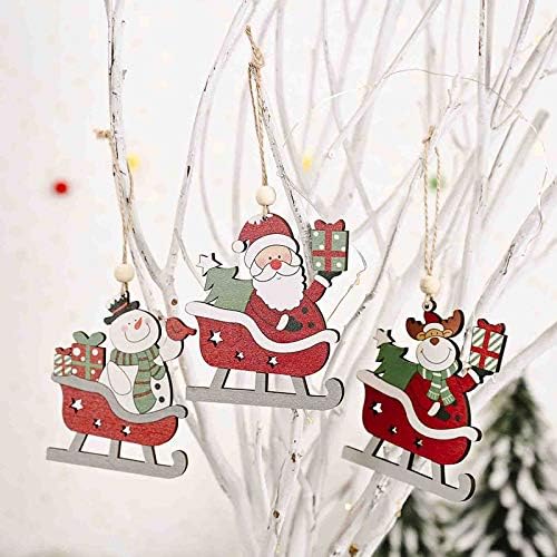 FZVD46 Ornamentos de Natal Pingente Pingente Pingente de Madeira Elk Pingente de esqui Christmastree