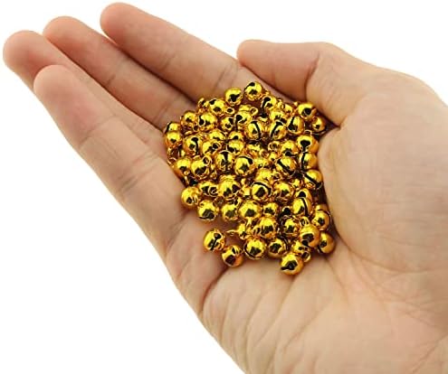 ZZHXSM 100pcs 1/4 polegada Jingle Bell 6mm Pequenos sinos de liga de alumínio dourado para pulseiras de bracelete diy