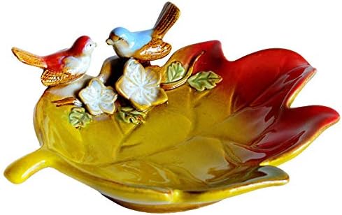 LOSAYM Ornamentos estátuas esculturas Crafts de cerâmica Double Bird Maple Leaf Plate de frutas Decoração de casa de