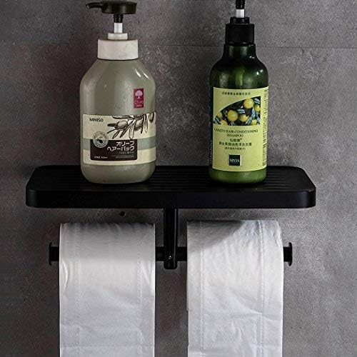 Porta de papel higiênico duplo de Gzila, suporte para celular de rolagem montado na parede com estante de lenço de lenço com prateleira,