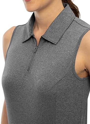 Ysento feminino sem mangas camisas de golfe tampas colarinhas 1/4 zíppe de umidade rápida seco