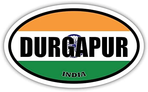 Durgapur Índia sinalizador de decalque oval de vinil adesivo 3x5 polegadas
