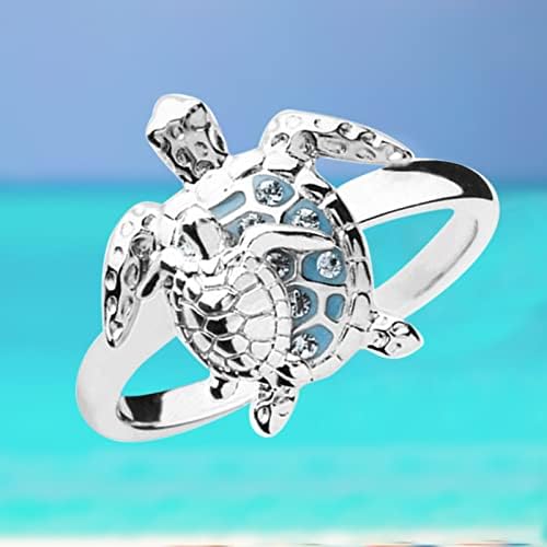 Tartaruga marinha azul Anéis fofos para mulheres adolescentes anel de jóias anel de anel para para mãe estética Ansiedade