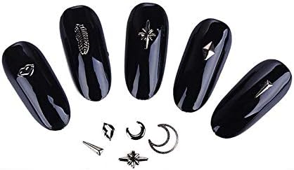 Black Metal Matte Rivet Studs 3D Decorações de unhas Estrela Rectangle Dicas quadradas Manicure Unh Nail Art Decorações -