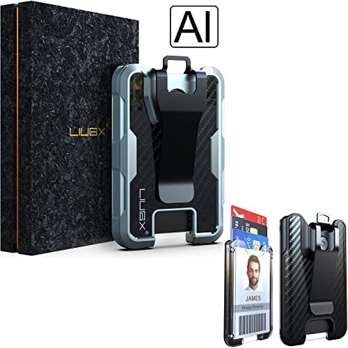 Liugx Aluminium Bishge Holder/Card Holder Wallet com caixa de presente, com fibra de carbono e clipe de metal, titular de cartão