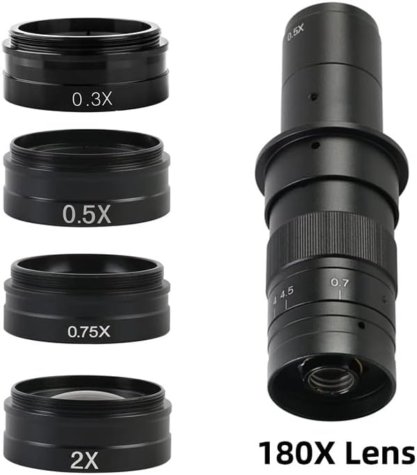 Acessórios para microscópio 0,75x/0,3x/2x/0,5x lente de vidro objetivo WD165 para 180X 130X Zoom C-Mount Lens Lab Lab