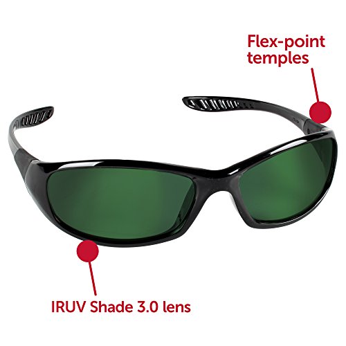 Kleenguard v40 Hellraiser Segurança de óculos, lente IRUV Shade 3.0 com quadro preto, 12 pares / estojo