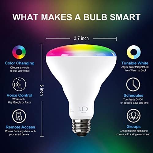 Lâmpadas de Wi -Fi e Bluetooth inteligentes, luzes de troca de cores LED, iluminação doméstica inteligente funciona com Alexa &