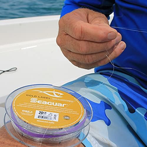 Seaguar Gold Rótulo Linha de pesca de fluorocarbono, força de quebra de 6 lb, 50yds, clara - 06gl50
