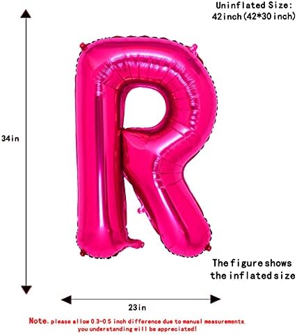Letra rosa R Balões, 40 polegadas de alfabetinho rosa de 40 polegadas letra gigante de papel alumínio pendurado para festa de aniversário