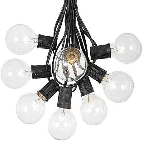 Luzes de cordas do pátio G50 com 25 lâmpadas de globos transparentes - luzes de cordas ao ar livre - Mercado Bistro