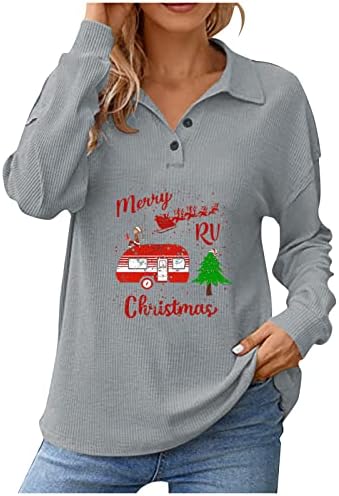 Camisolas de outono para mulheres 2022 Trendy e Lapeel Neck Relaxed Tshirts Push-Up Athletic Womens Christmas Sweatshirt