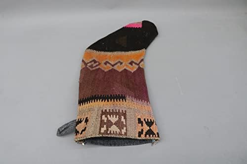 Sarikaya Pillow Presente de Natal, meia feita à mão, meias de Natal astecas, meia Kilim, Santa Cruz, meia de Natal, 1041