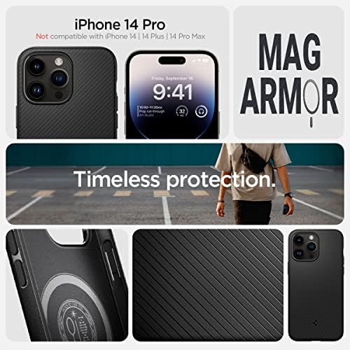Spigen Mag Armour Compatível com Magsafe projetado para iPhone 14 Pro Case - Matte Black