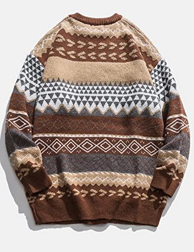 Autumn de outono inverno vintage suéter listrado pulôver moletom de tamanho longo de manga longa de manga casual tops de malha.