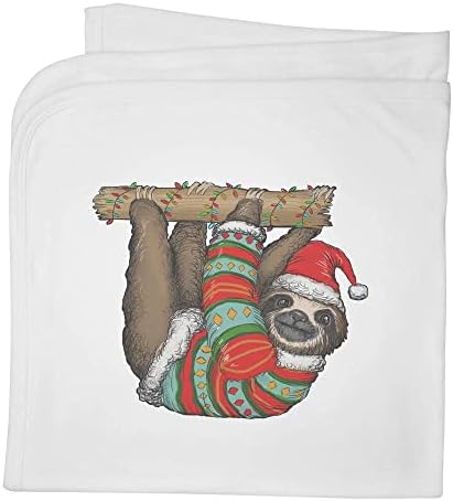 Azeeda 'preguiça no jumper de Natal' cobertor de bebê de algodão / xale