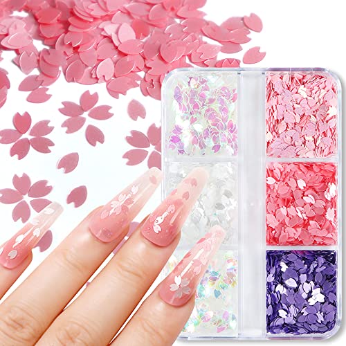 Cherry Blossom Blitter Glitter lantejas holográficas de florestas rosa obra Glitter Glitter 3D Flocos de unhas de unhas Supplas