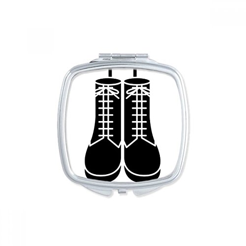 Men's Black High Boots Padrão Esboço Quadrado Espelho Portátil Compact Pocket Maquia