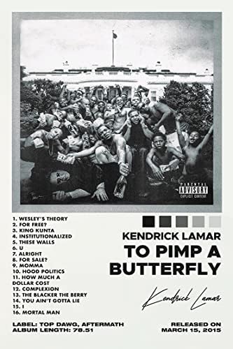 Kendrick Poster to Pimp A Butterfly Album Cover Poster Canvas Art Poster e Wall Art Print Bedroom Decor Posters 12x18inch