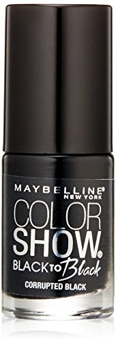 Maybelline New York Color Show Black to Black Nail Color, preto defumado, 0,23 onça fluida