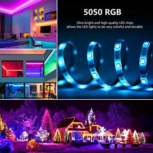 Tasmor LED Trip Light Light Music Sync 16,4ft, LED de LED, alimentado por USB, com retirada remota de RGB 5050, alteração de cor