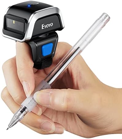 Eyoyo 3-em 1 Bluetooth QR Ring Beclode Scanner, Mini Scanner de código QR de dedo mini vestível 1d 2d, uso esquerdo