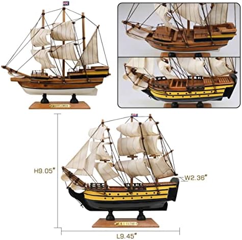 SailingStory Wooden Model navios velejando modelo de veleiro decoração de veleiro mayflower, vitória 9,5 Conjunto de 2