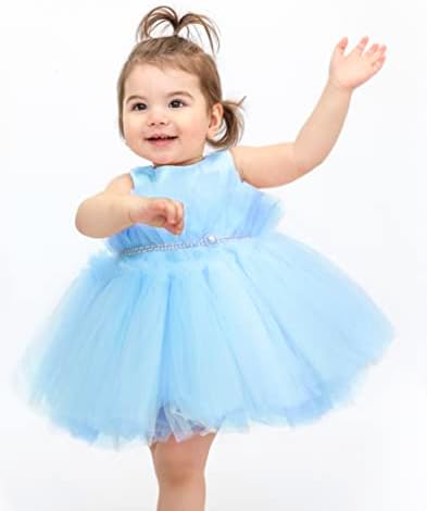 Lilax Baby Girl Tulle Princess Tutu Vestido de noiva de 3 peças com sapato combinando e bandana