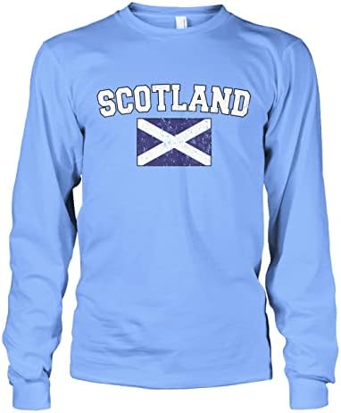 T-shirt de manga comprida da Escócia desbotada da Cybertela Men Scottish Scottish