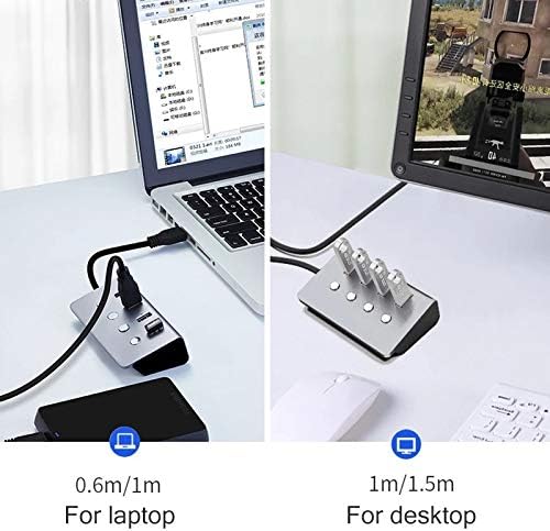 MBBJM SUB-CONTROL SWITCH 4-PORT USB 3.0 Hub de alumínio de alumínio até 5 Gbps Multi USB Splitter para laptop de mesa