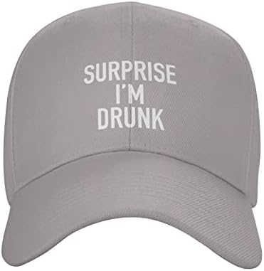 Wikjxiz Surpresa, estou bêbado, chapéu de beisebol sunhat moda caminhão boné chapé de golfe preto para homens mulheres