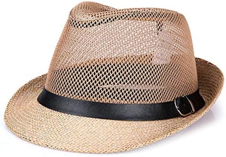 Elongollin panamá unissex verão fedora trilby malha de linho Sun Hats Safari clássico